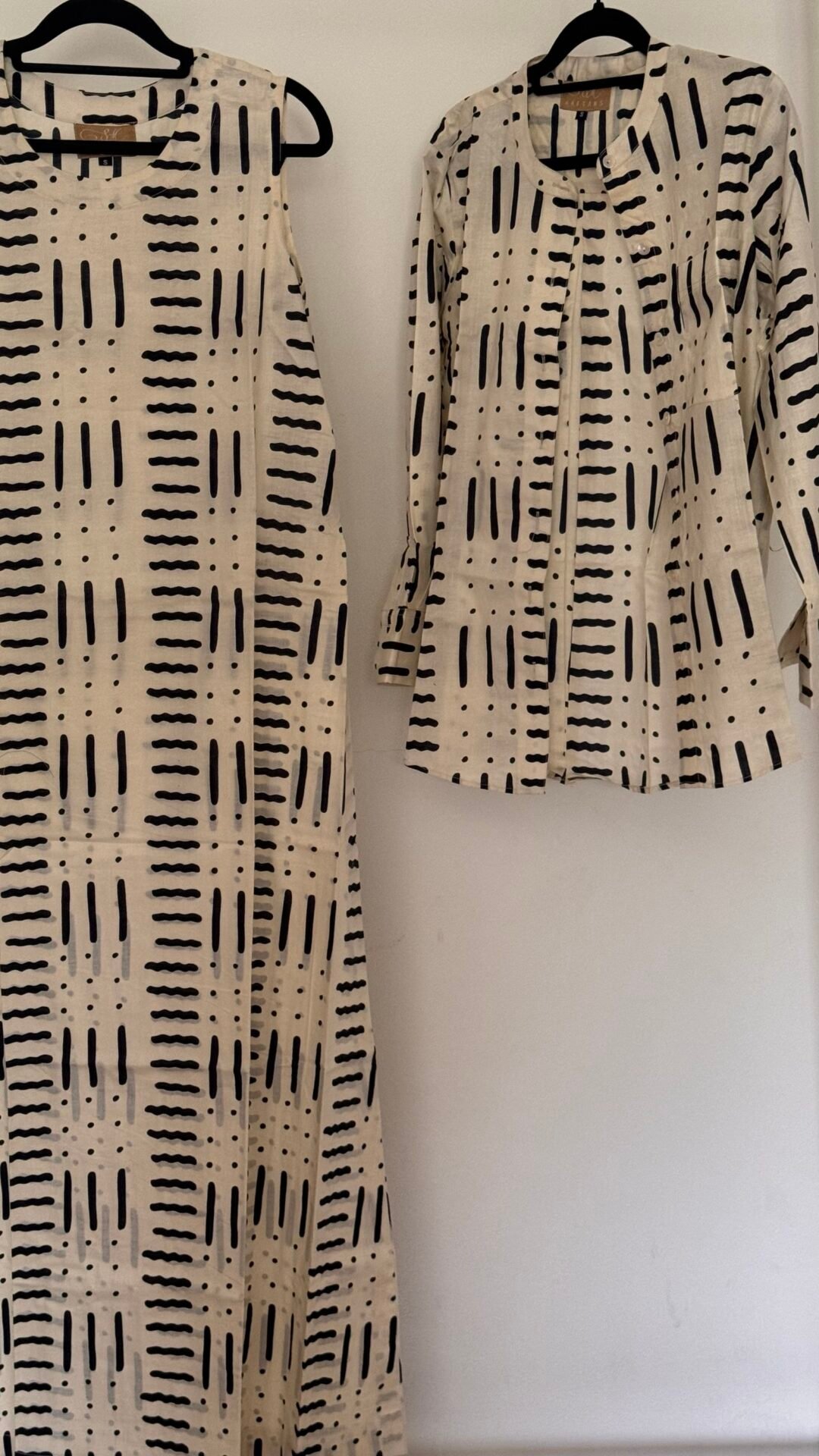Sleeveless dress and Shirt Co-ord Set Cream